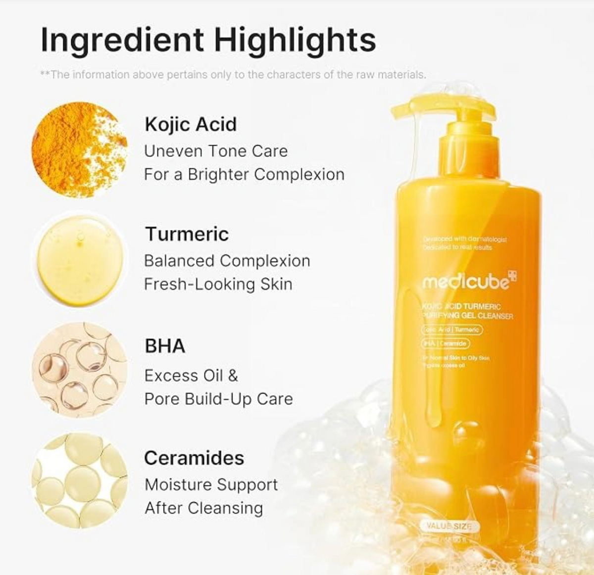 MEDICUBE | Kojic Acid Turmeric Purifying Gel Cleanser - 500ml