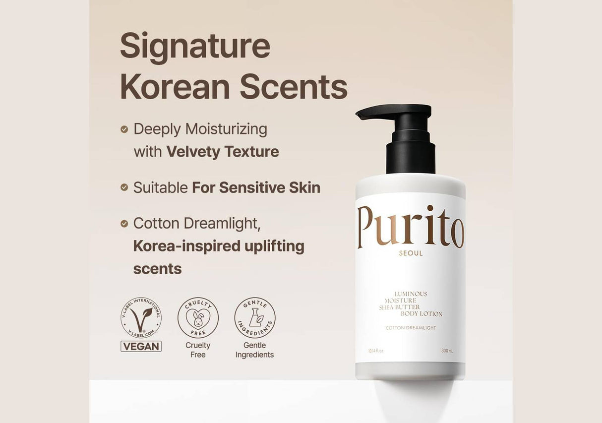 PURITO | Luminous Moisture Shea Butter Body Lotion Cotton Dreamlight - 300ml