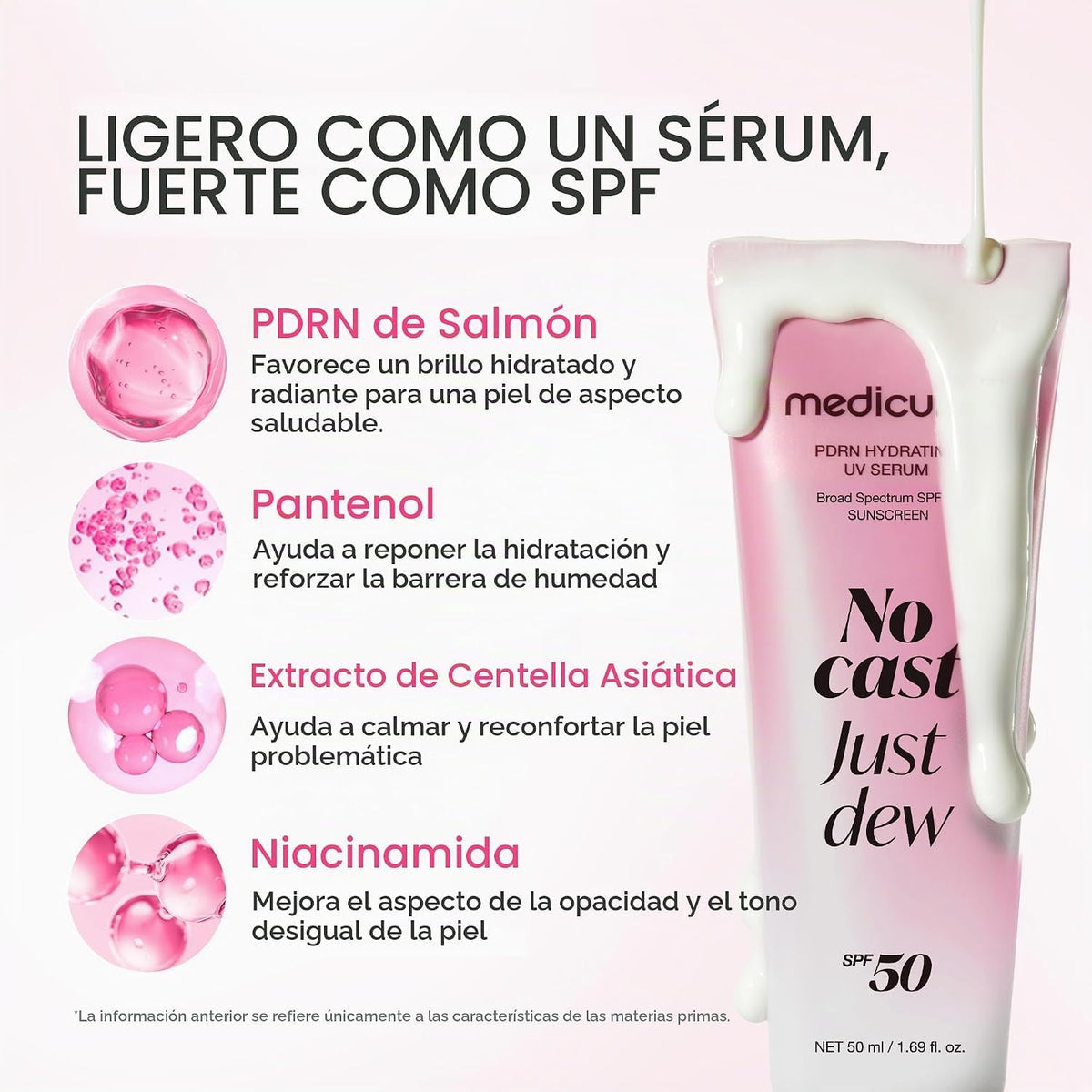 MEDICUBE | PDRN Hydrating UV Serum SPF 50+ PA++++ – 50 ml | No Cast Just Dew