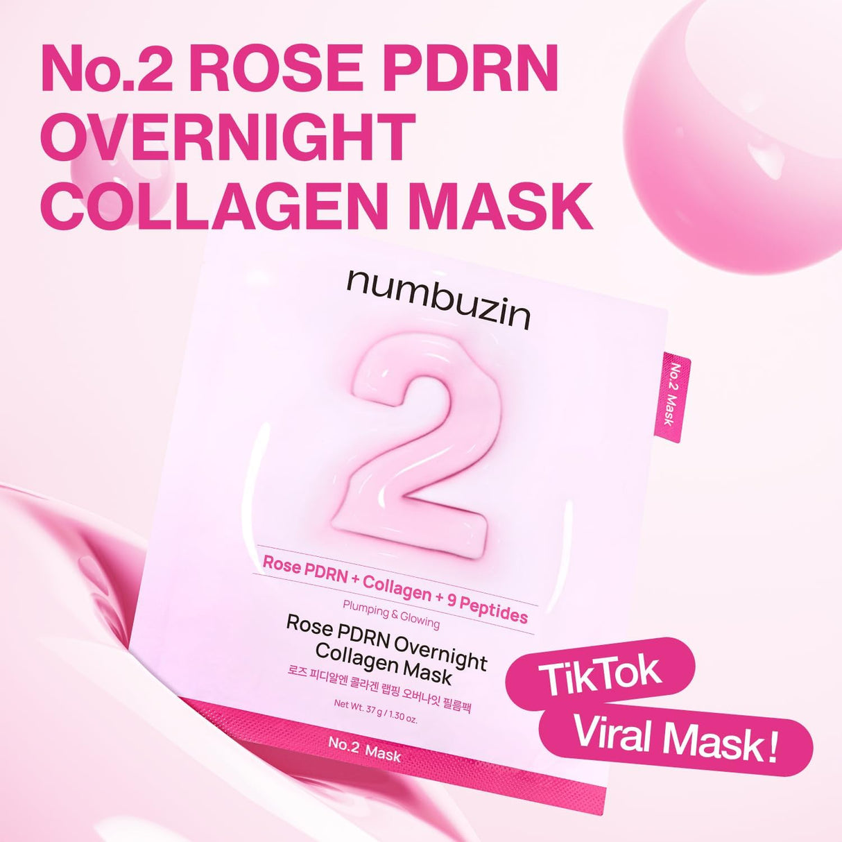 NUMBUZIN | No.2 Rose PDRN Overnight Collagen Mask