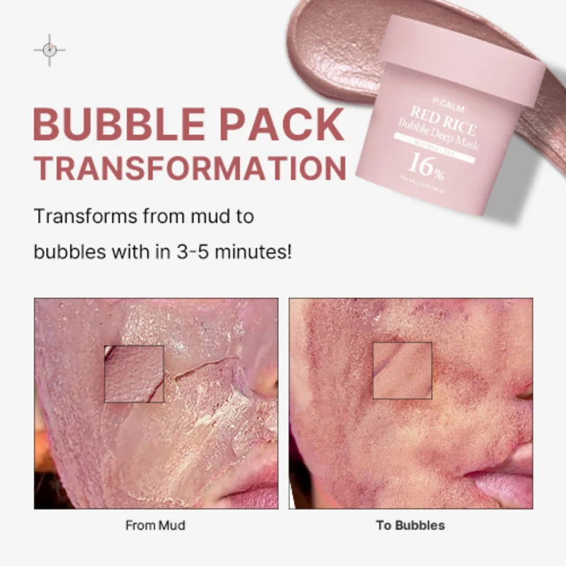 P.CALM | Red Rice Bubble Deep Mask - 90gr
