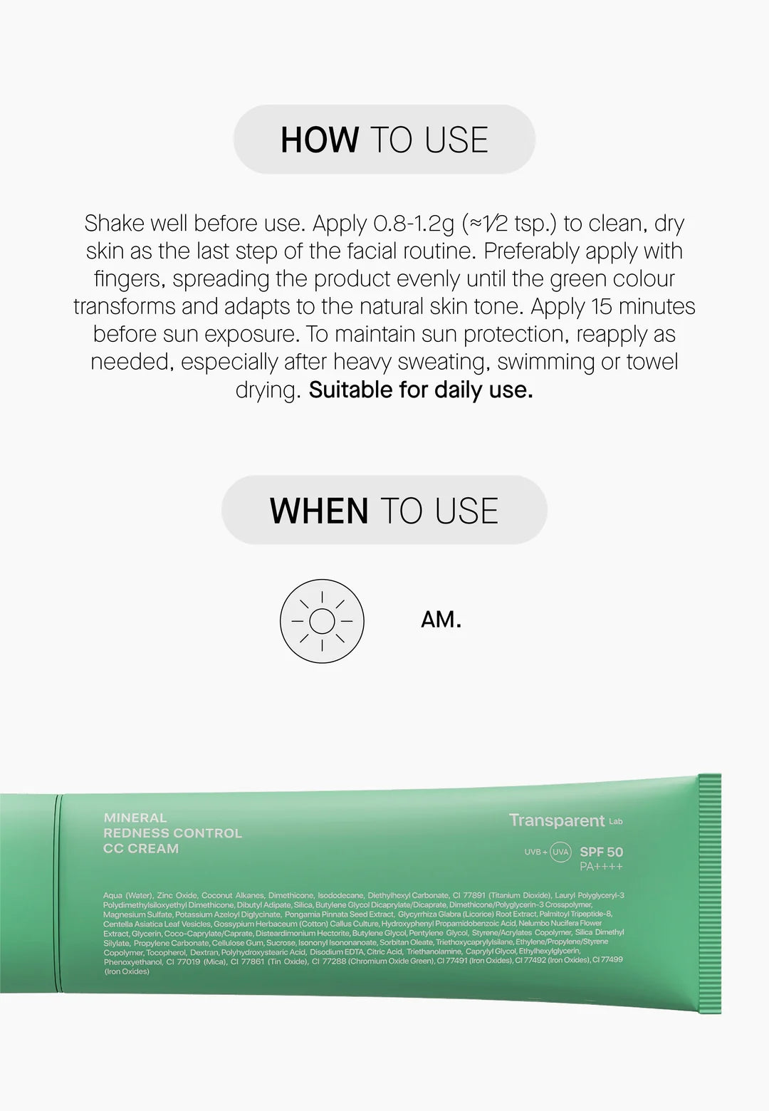 TRANSPARENT LAB | Mineral Redness Control CC Cream - 45ml