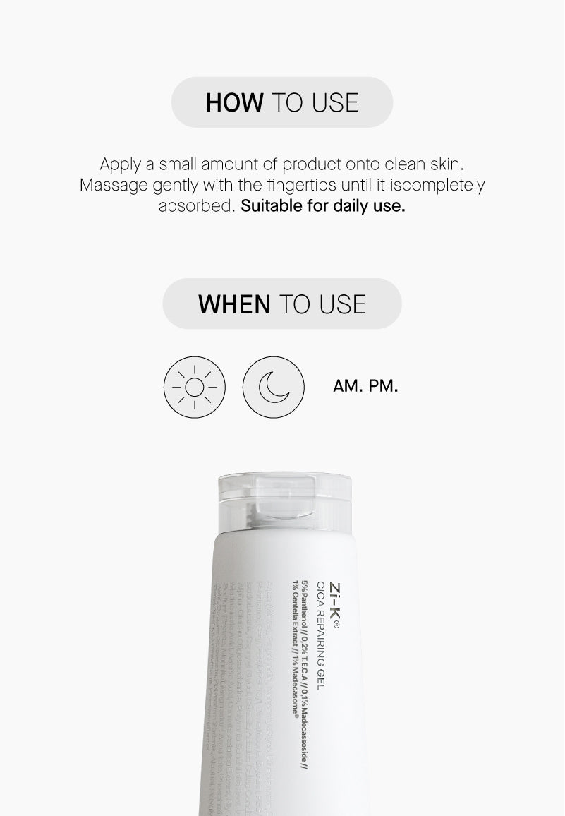 TRANSPARENT LAB | Zi-K Cica Repairing Gel - 100ml