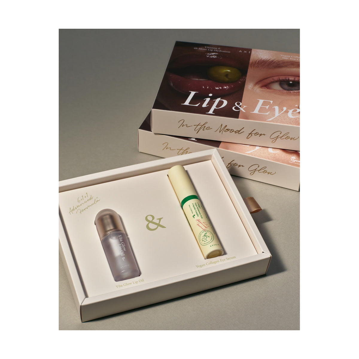 AXIS-Y Lip & Eye Set: detalle del envase y de la presentación; cuidado cosmético y resultados visibles