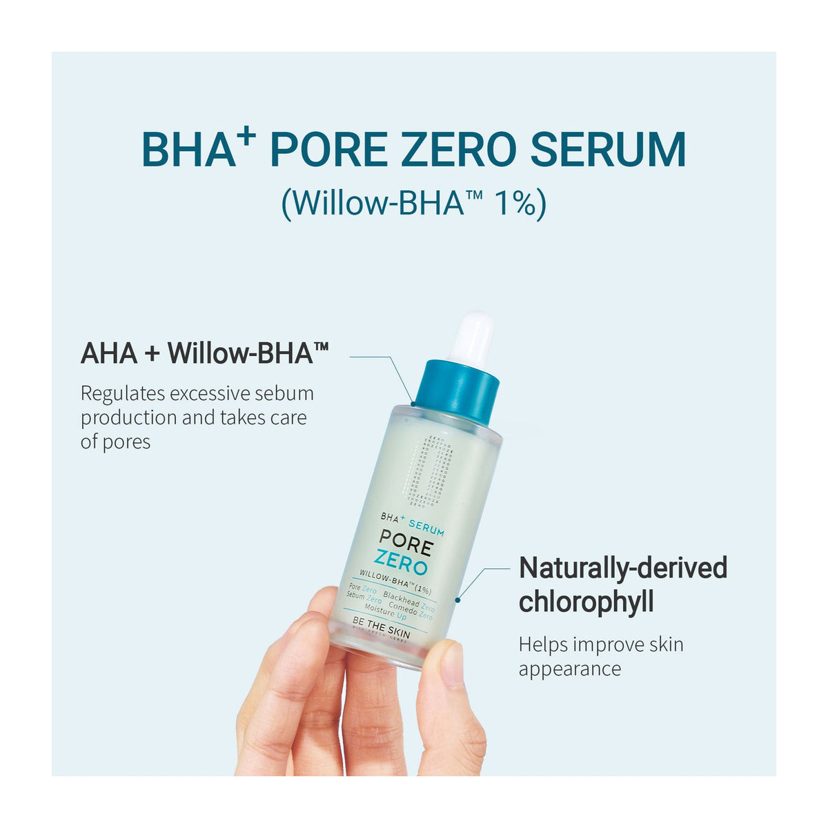 BE THE SKIN BHA+ Serum Pore Zero Willow-BHA 1% - 15ml: textura y acabado del producto; tratamiento concentrado para hidratación y luminosidad