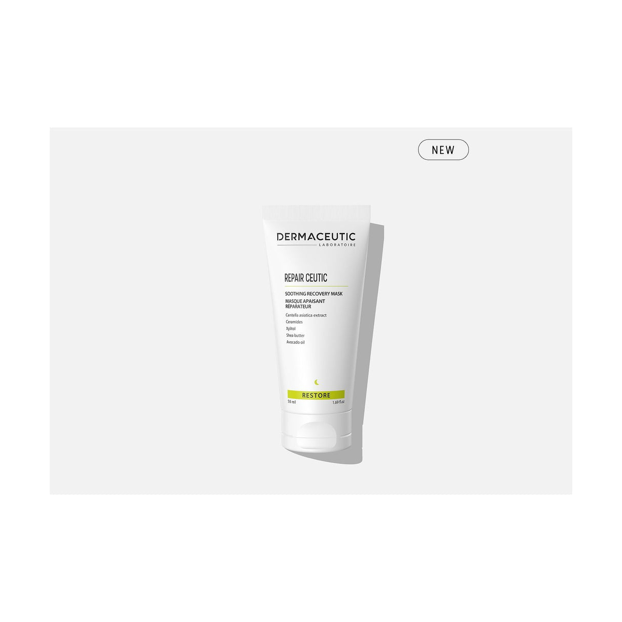 DERMACEUTIC Repair Ceutic - Soothing Recovery Mask - 50ml: envase o producto exacto sobre fondo blanco; mascarilla cosmética de cuidado intensivo