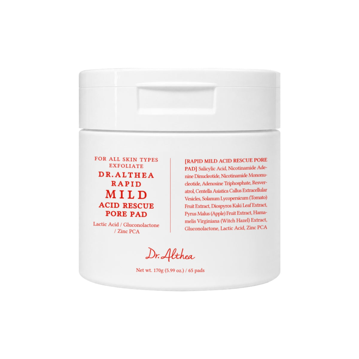 DR. ALTHEA | Rapid Mild Acid Rescue Pore Pad - 65 pads