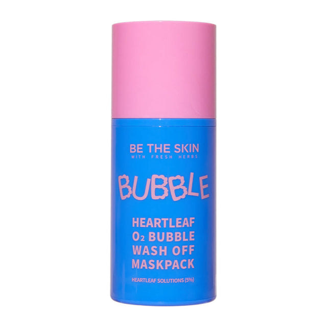 BE THE SKIN Heartleaf O2 Bubble Wash Off Maskpack - 50g: envase o producto exacto sobre fondo blanco; mascarilla cosmética de cuidado intensivo