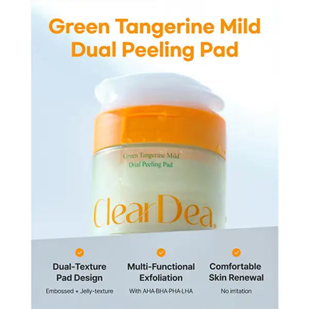CLEARDEA | Green Tangerine Mild Dual Peeling Pad 140ml (50 pads) — Detalle del producto