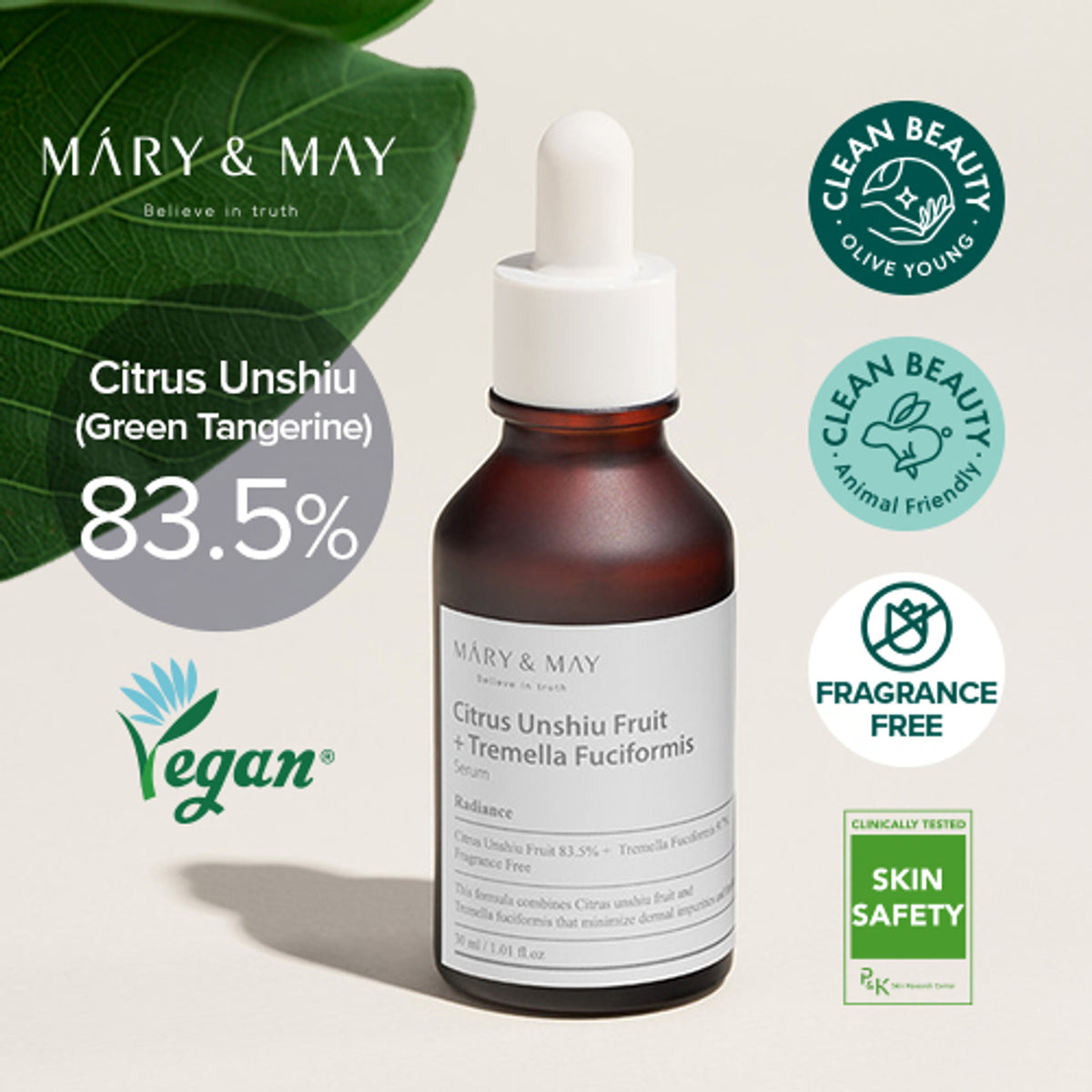 MARY & MAY | Citrus Unshiu + Tremella Fuciformis Serum - 30ml