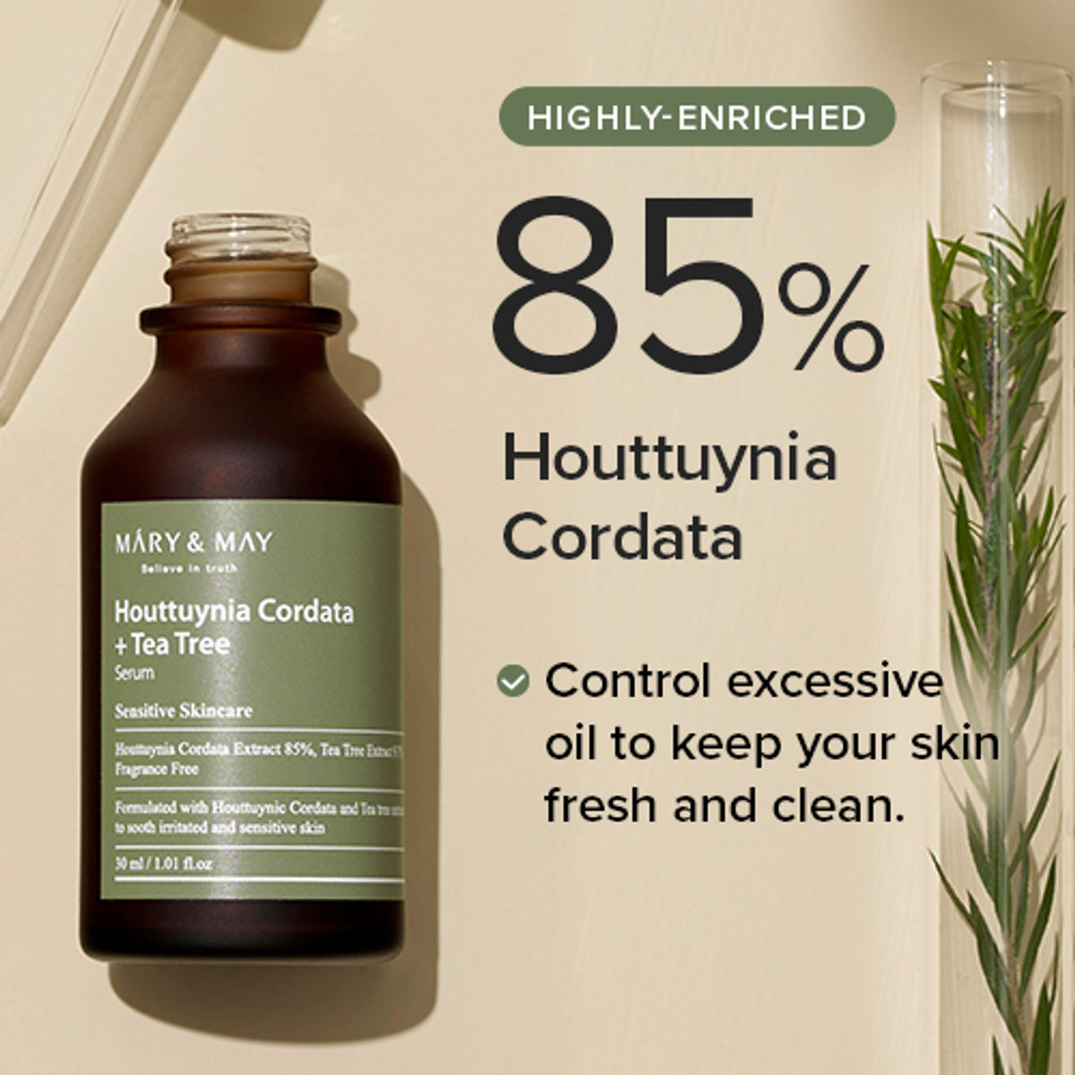 MARY & MAY | Houttuynia Cordata + Tea Tree Serum - 30ml