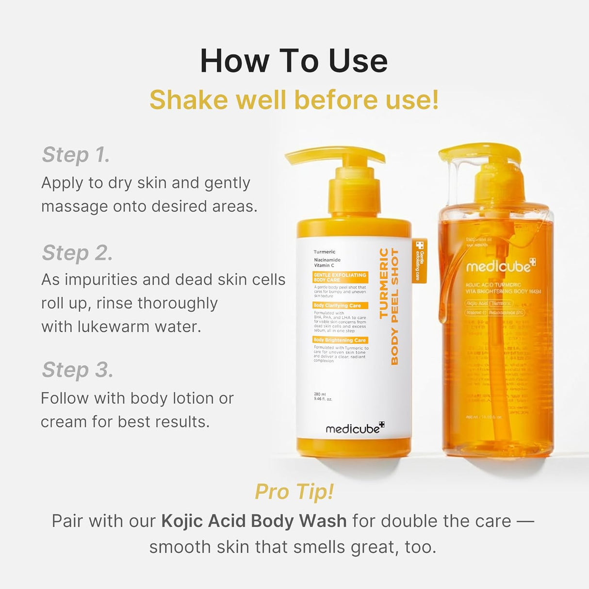 MEDICUBE | Kojic Acid Turmeric Body Peel Shot - 280ml