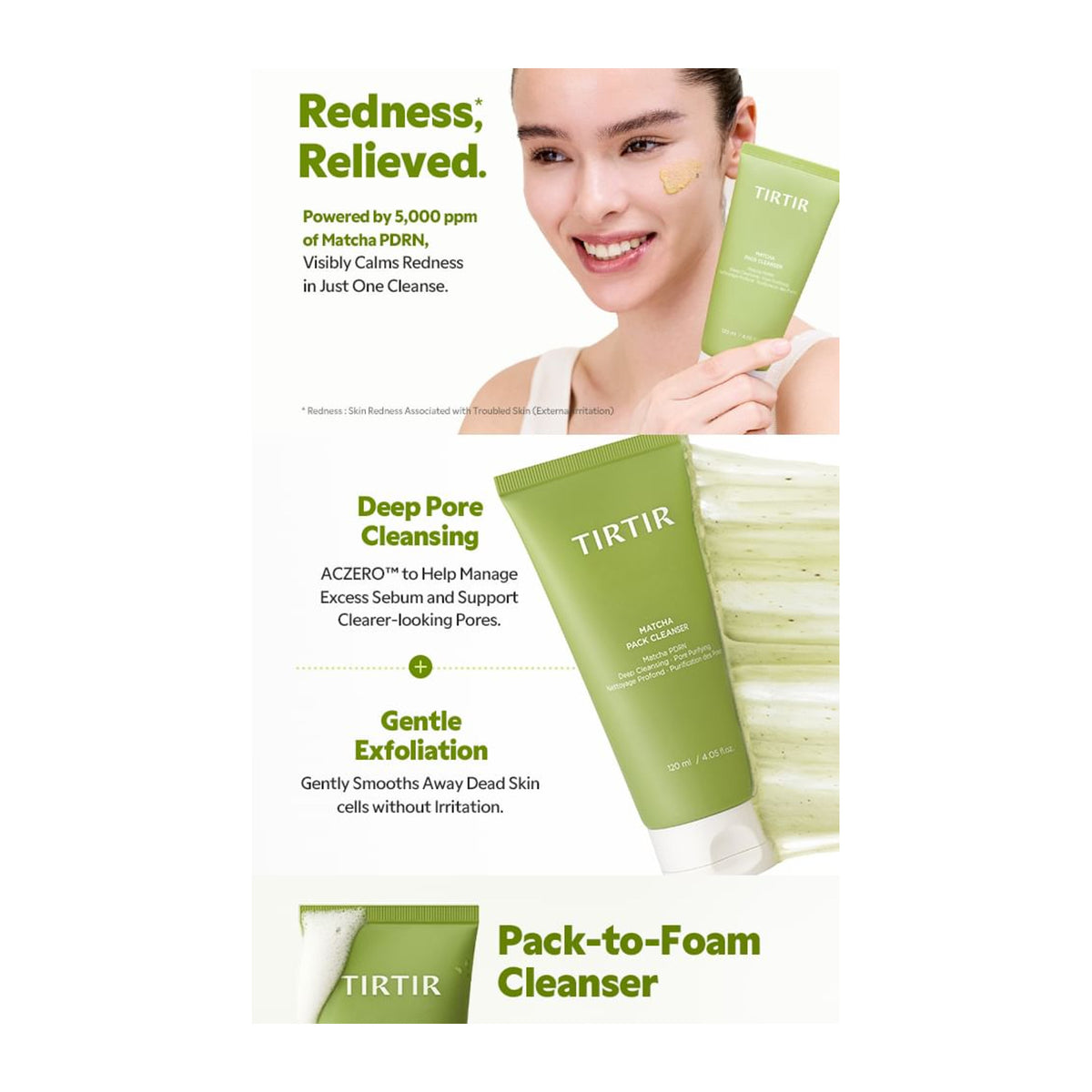 TIRTIR | Matcha Pack Cleanser 120ml